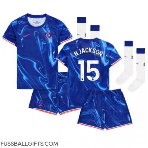 Chelsea Nicolas Jackson #15 Fußballbekleidung Heimtrikot Kinder 2024-25 Kurzarm (+ kurze hosen)